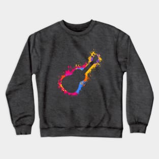 Chromatic Harmony - Colourful Ukulele Paint Splatters Crewneck Sweatshirt